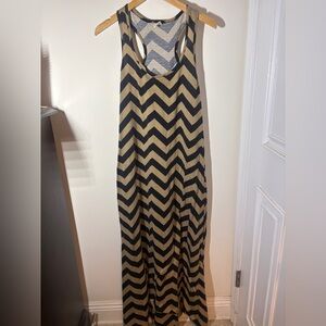 Black and Tan Chevron Maxi Dress Sleeveless